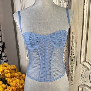 Out From Under NWOT Elegant Blue Dot Lace Bustier